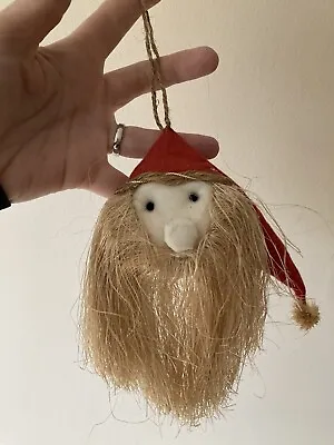 Delightful Father Christmas Decoration Hanging Santa Straw Beard Quirky Vgc • £6.50