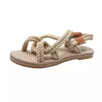 Women's Linen Woven Hemp Rope Sandals Beach Shoes • $55.79