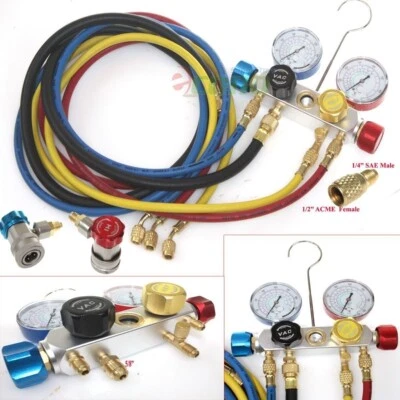 $62.99 • Buy HVAC AC Manifold Gauge Set 4 Valve R410a R22 R134a Refrigerant Diagnostic Tools