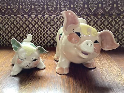 Kay Finch  Ca. Pottery Mother Pig & Winking Piglet Figurines • $35.99