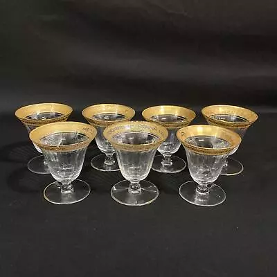 Set Of 7 Vintage Gold Encrusted Rim Sherbet Glasses • $34.20