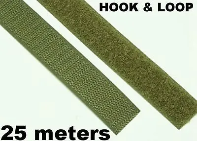 New Roll 25m 25 Metres Length Of 20mm Wide Hook & Loop Green Velcro • £14.95