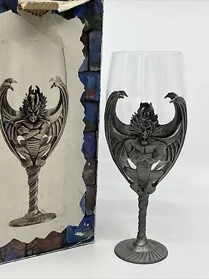 Myths & Legends Veronese Pewter & Glass Wine Water Fantasy Goblet Winged Demon • $54.99