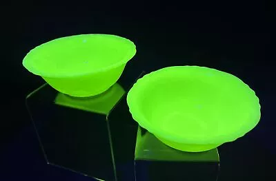 (2) McKee Laurel French Ivory Custard 4 1/2  Berry Bowls Uranium Glass • $40