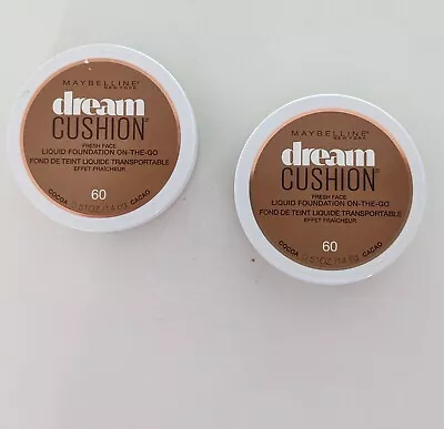 Maybelline New York Dream Cushion Fresh Face Liquid Foundation #60 Cocoa 2 Pk • $17.84