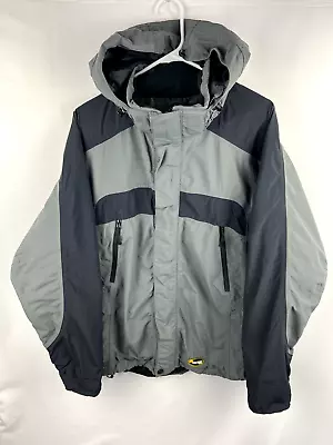 Cabelas Jacket Mens Large Outdoor Gear Dry-Plus Shell Gray Full Zip Parka Hooded • $27.99