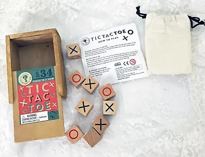 Curiosity Co. Wooden Tic Tac Toe Game In Box Good Size For Travel Vintage Reprod • $15.11