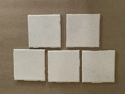 Lot Of 5 Vintage Ceramic Wall Tiles 4 1/4  White Gold Speckle Reclaimed Glossy • $25