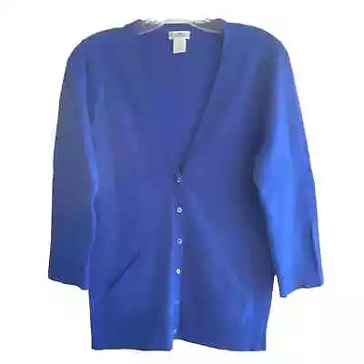 J. CREW M Italian Cashmere Cardigan Sweater Button Front Blue Read Measurements • $36.88