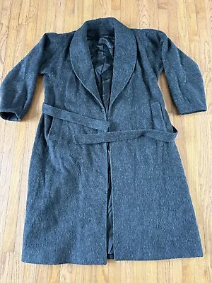 Vintage 50s 60s Anglo Fabrics Raspini Wool Mohair Trench Coat Jacket 13 14 Grey • $30