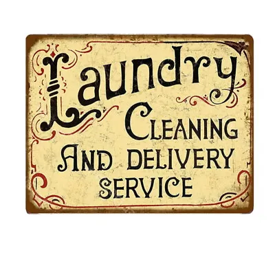 £4.99 • Buy Retro Vintage Laundry Cleaning Delivery Service Home Kitchen Metal Wall Sign