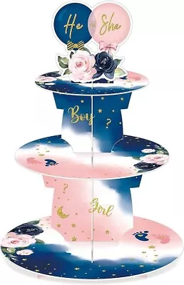 Gender Reveal Party 3 Tier Cupcake Stand Decorations • $5