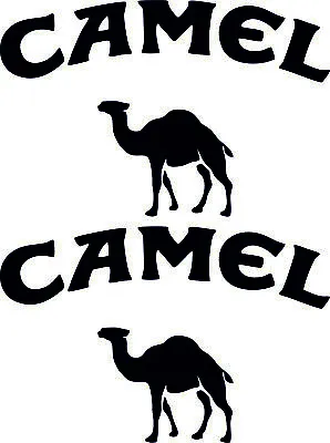 2 Camel-Logo-Funny-Stickers-Decals- Car-Mirror-Window - 70mm-106mm Each • £2.19