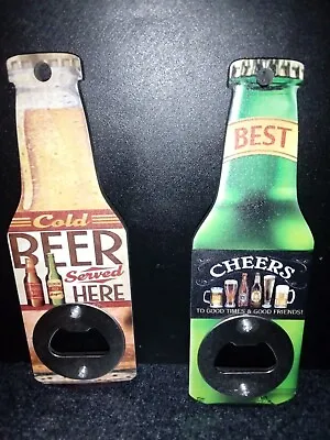 Souvenirs Beer Bottle Shape Opener Fridge Magnet Cheers 2 Pack NEW 6  L  X 2  W • $11.99