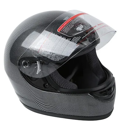 DOT Motorcycle Black Carbon Fiber Flip Up Full Face Street Helmet S M L XL • $36