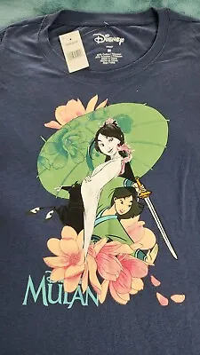 Disney Blue Mulan Graphic Print Short Sleeve T-Shirt Womens Size Medium • $10