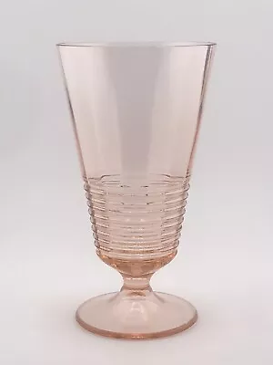 Vintage Pink Federal Ribbed Banded Footed Parfait Tumbler Single • $16