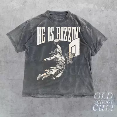 He Is Rizzin' Vintage 90s Funny Jesus Humor Easter 2D T-SHIRT US Size Best Price • $30.99