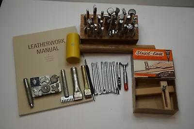 Vintage Leather Crafting Tooling Lot Of Tools Stamps Craftool Basic Tool Osborne • $70