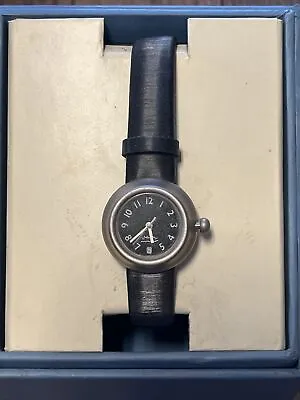 Michael Graves Watch Brushed Nickel Steel Leather Band Round Face Unworn • $75