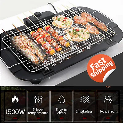 Indoor Smokeless BBQ Portable Grill Barbecue Non Stick Electric Table Top Grill • £29.08