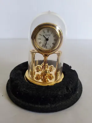 Miniature Anniversary Clock Churchill Quartz 2.5  Tall In Black Velvet Stand • $10