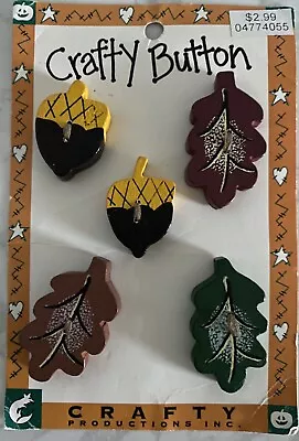 Crafty Craft Buttons Painted Wood Shaped Leaves Acorns • $2.25