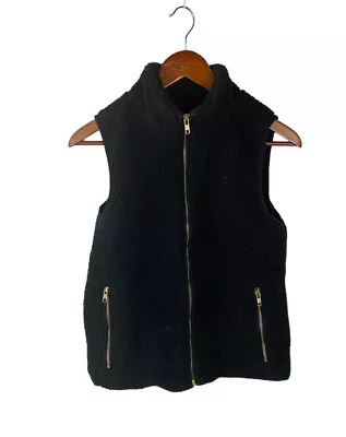 J. Crew Womens XS Plush Fleece Sherpa Excursion Vest Black Full Zip • $22