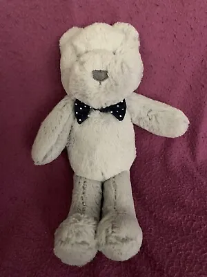 Tesco F&F Grey Teddy Bear  Spotty Bow Soft Toy 27cm  (Makers Label Removed) • £9.99