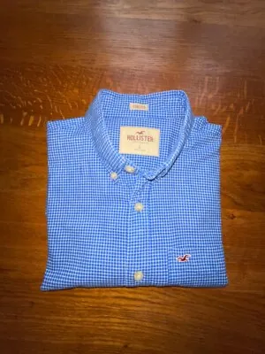 £14 • Buy Hollister Cotton Shirt Blue & White Check Stretch Large L