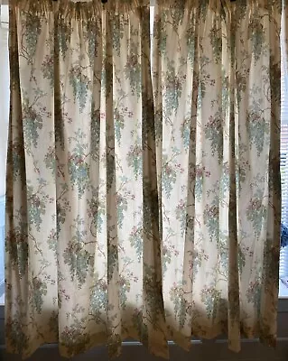 Laura Ashley Wisteria Duck Egg Curtains W162 X L183 • £35