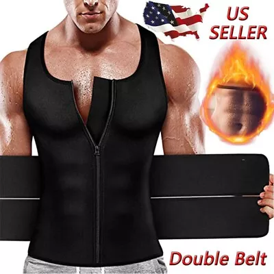 Men's Sauna Suit Sweat Vest Neoprene Shirt Body Shaper Weight Loss Waist Trainer • $20.99