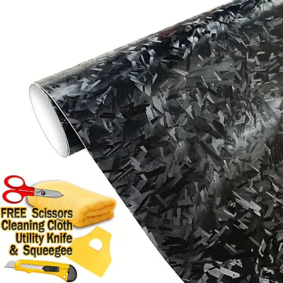 Premium Forged Carbon Fiber Vinyl Film Wrap Gloss Satin Matte Black Sticker Deca • $3.98