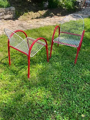 Vintage Metal Wire Mesh Garden Chair 1980s Pop Art Postmodern • $330