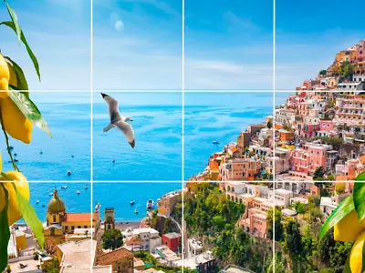 Positano Campania Mediterranean View Italy Lemons Ceramic Tile Mural Backsplash • $269