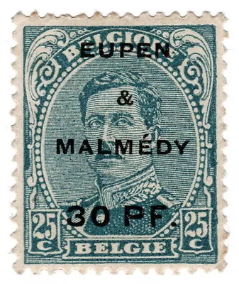 (I.B) Belgium Postal : Eupen & Malmedy 30pf On 25c OP • $6.20