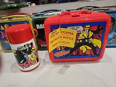 Dick Tracy Lunch Box & Thermos Vintage Disney Aladdin New Never Used Red Plastic • $12.99