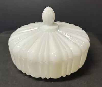 Vintage 1940's Anchor Hocking Old Cafe Milk Glass Covered Candy Dish With Lid • $18