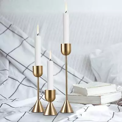 3x Metal Candle Holders Candelabra Stable Base Table Centerpiece Candle Stick • £21.11