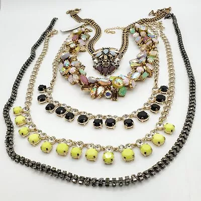 J Crew Gold+Silver Tone Rhinestone Resin Statement Necklace Signed Lot • $12.50