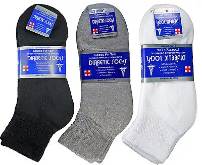 New 3-12 Pairs Mens Diabetic Ankle Quarter Socks Cotton Circulation Edema Loose • $7.95