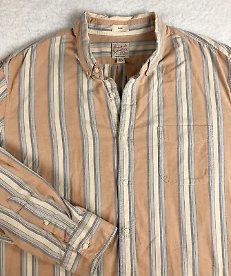 J Crew Shirt Men’s XL Striped  Broken In Oxford Organic Cotton Dress Button • $22.47