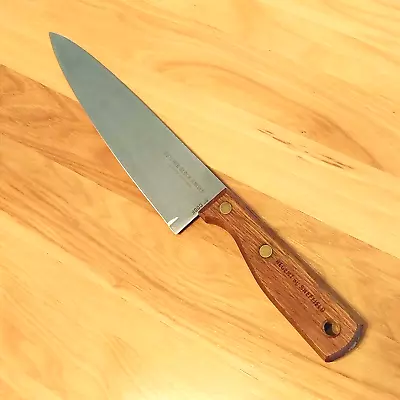 Vtg Regent Sheffield Stainless Steel Butcher Block 8  Chef's Knife Wood Handle • $11.95