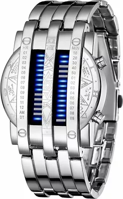 Binary Matrix Blue LED Digital Watch Mens Classic Creative Fashion  • $22.25