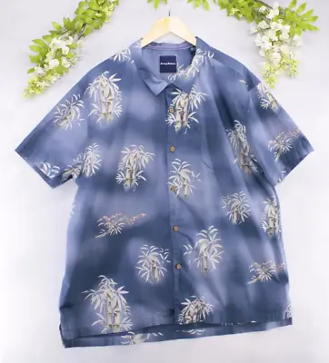 Tommy Bahama Men's100% Cotton Bene Bamboo Relax Fit Short Sleeve Purple Blue 3XL • $29.89