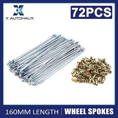 £10.11 • Buy 72pcs Silver Tone 3mm Thread Dia 160mm Length Motorcycle Wheel Spokes W/ Nipples