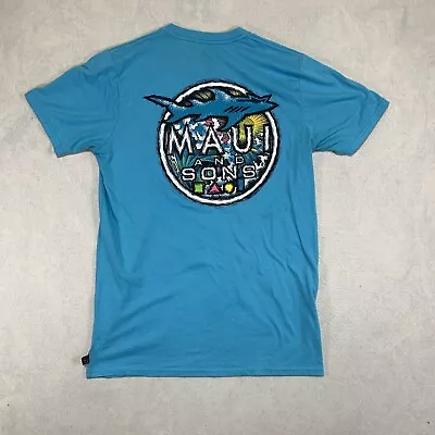 Maui And Sons T Shirt Mens Medium Blue Logo Surf Surfing Beach Island • $9.74