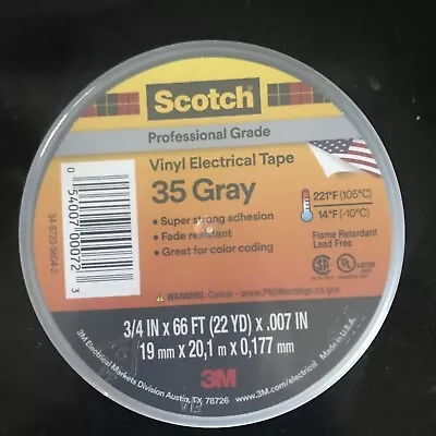 3M 35 Scotch Vinyl Electrical Color Coding Tape 3/4 In X 66 Ft Gray • $5.99