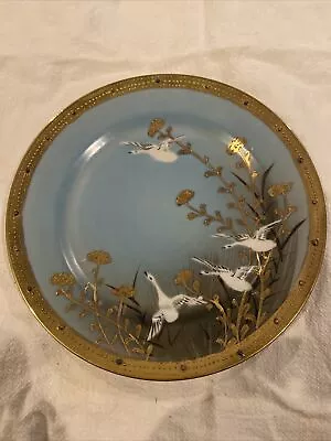  S&K   NIPPON  7  Plate   White Geese/Swan/Birds  Hand Painted • $10