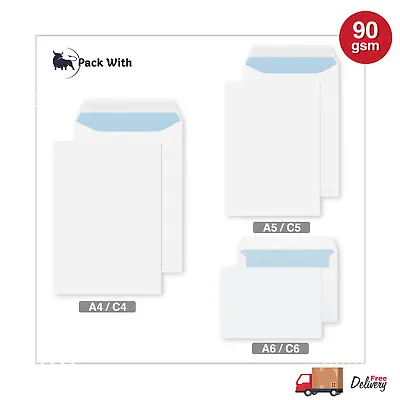 £0.99 • Buy Quality Plain 90gsm White Envelopes Self Seal Strong Paper C5/a5s C6/a6l C4/a4s